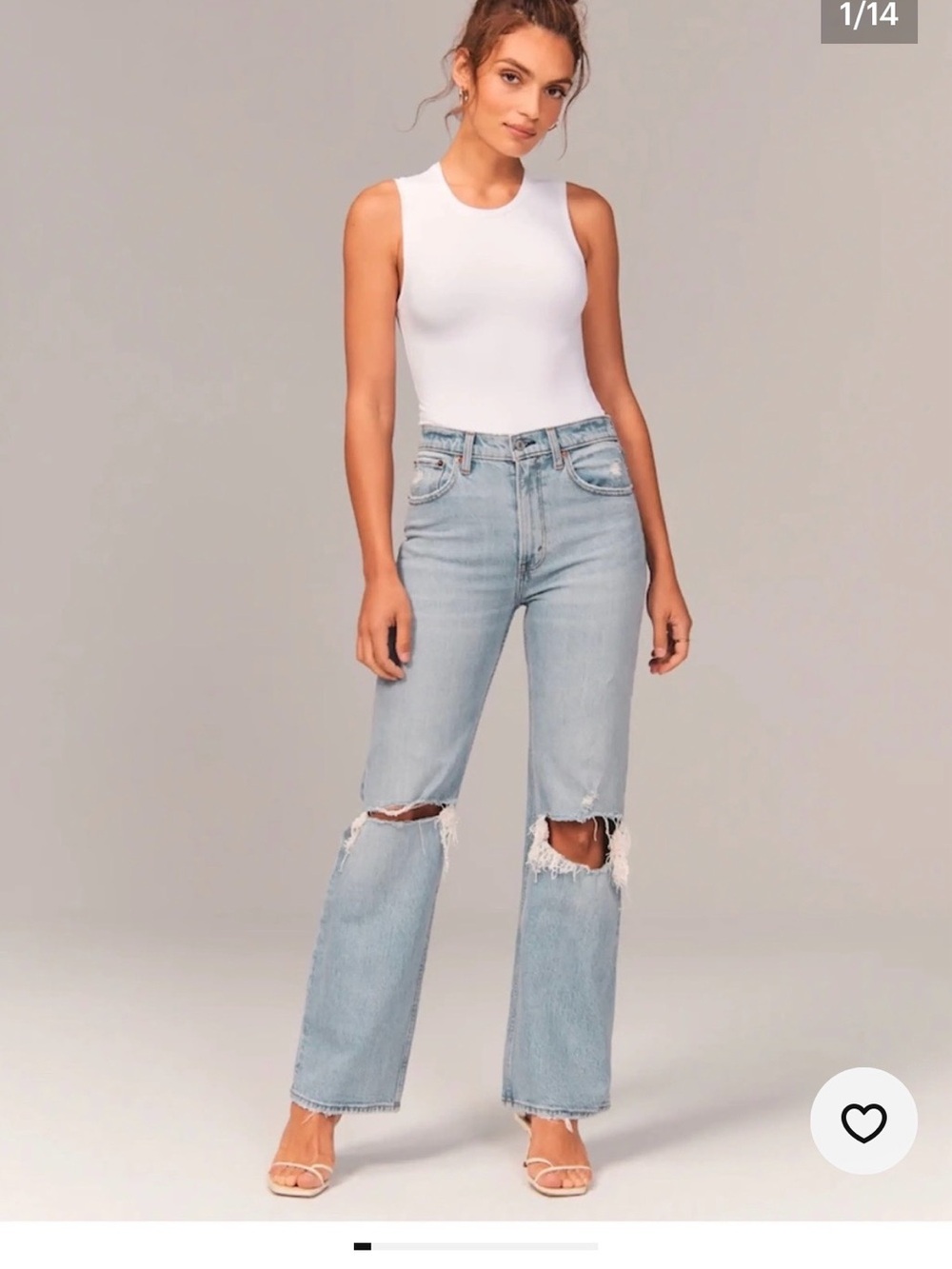 Abercrombie & Fitch High-Rise 90s Relaxed Jean Leg Distressed Jeans